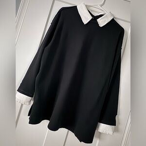 Free People Elegant Black Women's Top/Dress with White Collar